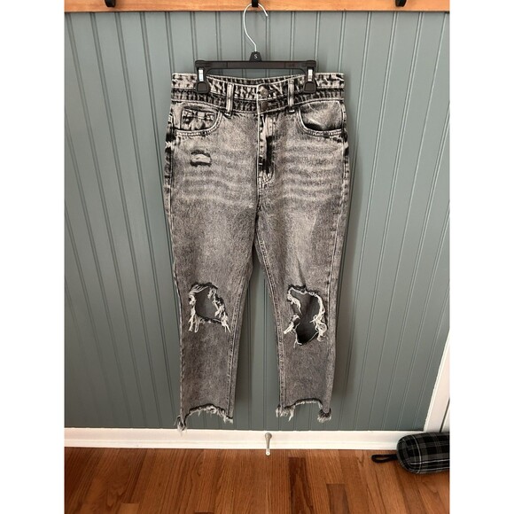 Vervet Mom Jeans Size 28 X 26" Inseam Distressed Denim Raw Hems‎ Gray - Picture 1 of 7